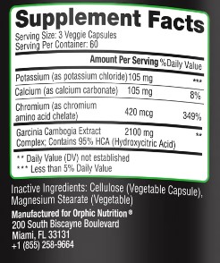 Orphic Nutrition Garcinia Cambogia Ingredients