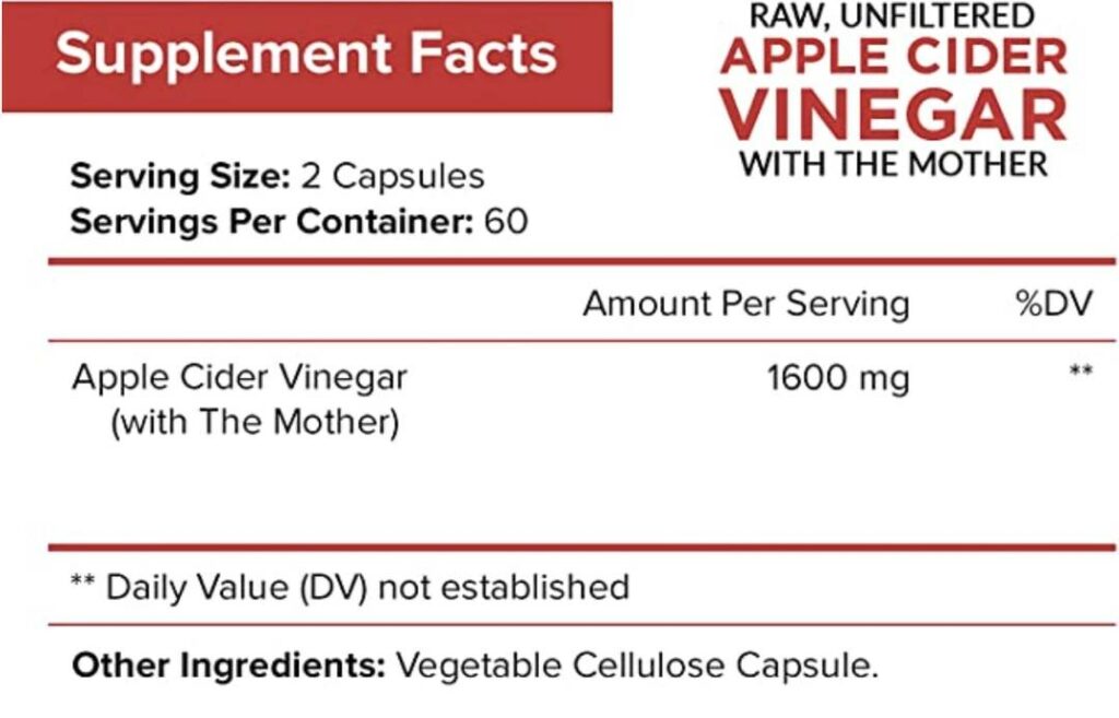 Nutriflair Apple Cider Vinegar Ingredients